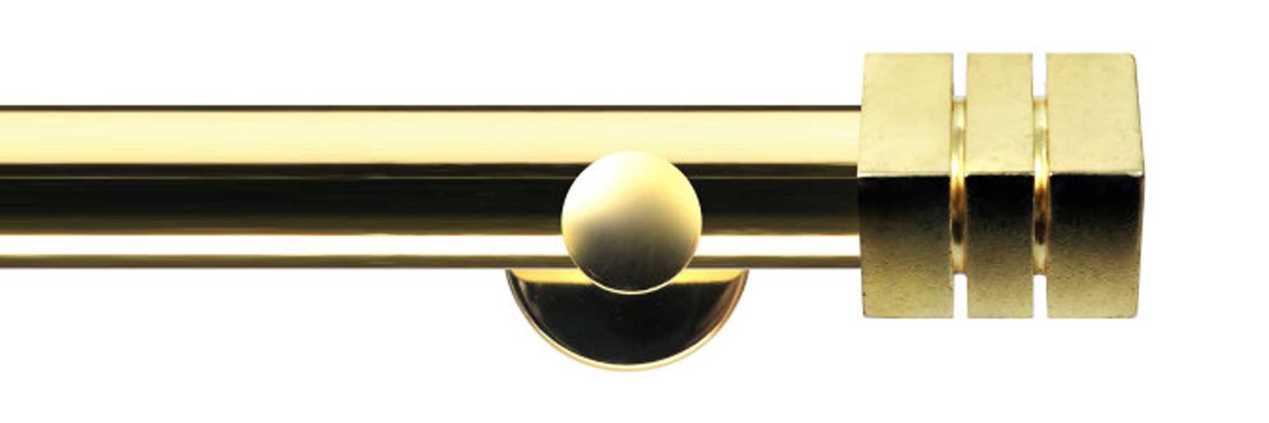 Renaissance Dimensions 28mm Eyelet Pole Contemporary Brkt Polished Brass Cube