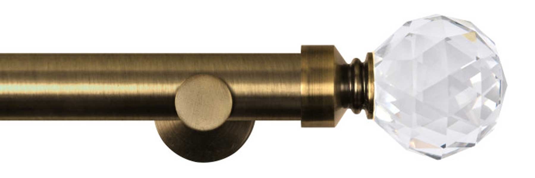 Renaissance Dimensions 28mm Eyelet Pole Contemporary Brkt Antique Brass Crystal Diamond