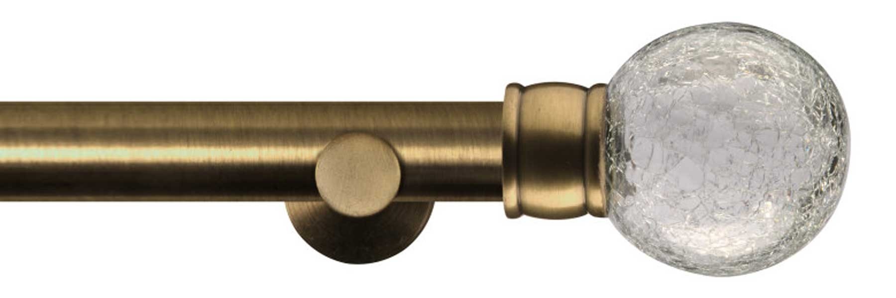 Renaissance Dimensions 28mm Eyelet Pole Contemporary Brkt Antique Brass Crackled Glass