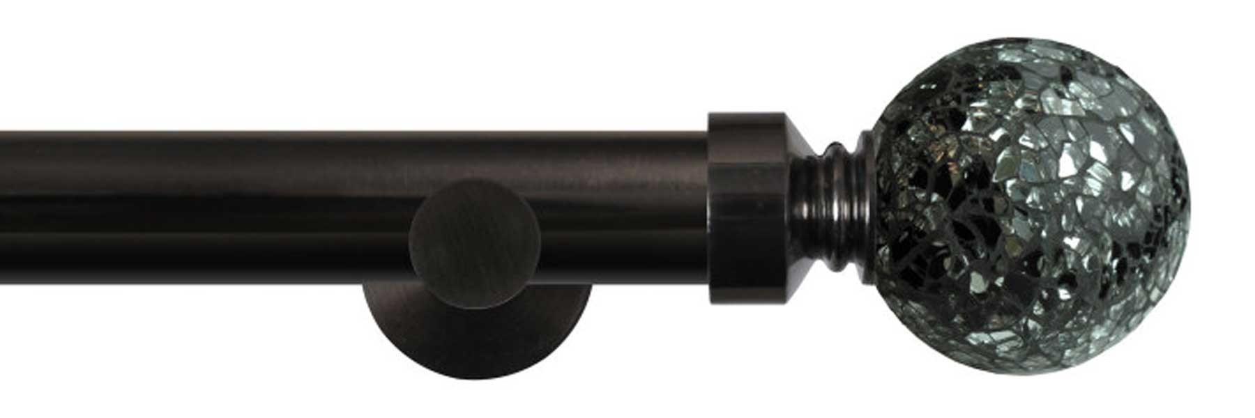 Renaissance Dimensions 28mm Eyelet Pole Contemporary Brkt Black Nickel Black Mosaic Ball