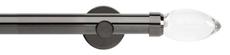 Neo 28mm Premium Clear Teardrop EyeletPole CylBkt Blk Nickel