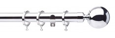 Jones Cosmos 28mm Curtain Pole, Chrome, Ball